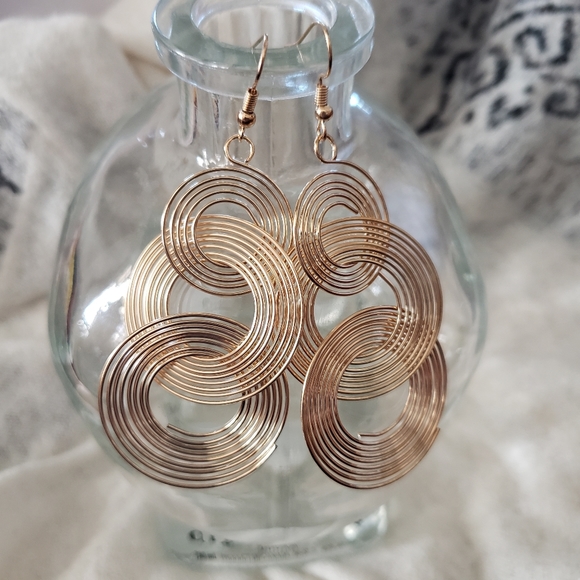 nadiaspain Jewelry - Gold Colored Circular Dangle Earrings